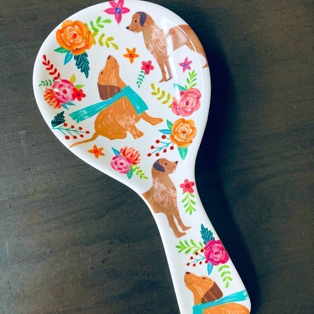Floral Dogs Kitchen Utensil Cooking Spoon Rest